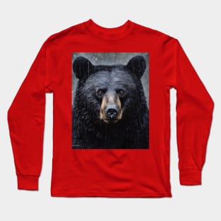 Majestic Wilderness: A Hyperrealistic Oil Painting of a Black Bear Long Sleeve T-Shirt